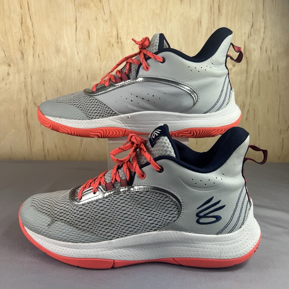 Under Armour Curry 3Z6 Men's M12/W13.5 Grey Red Basketball Shoes 3025090-101